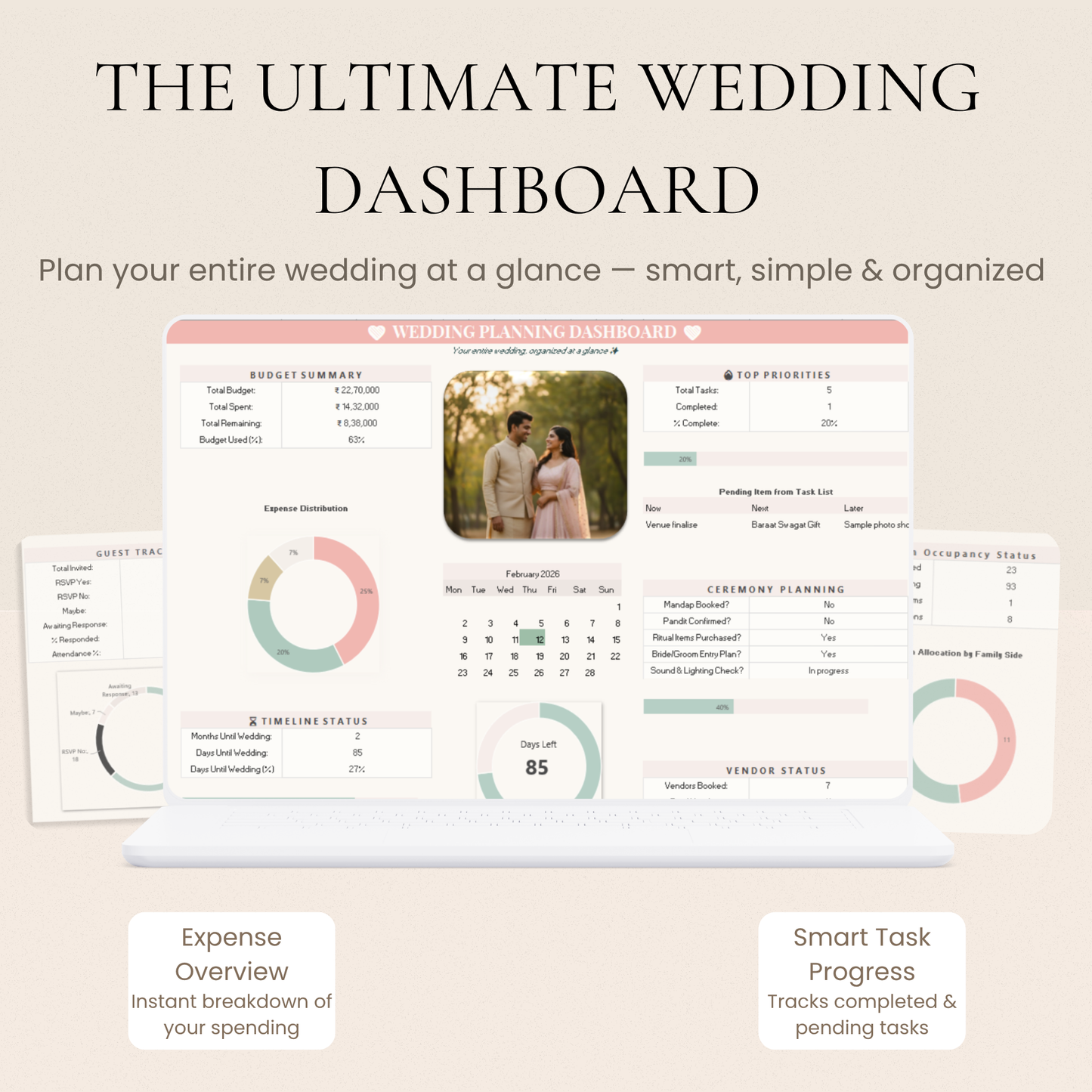 Ultimate Indian Wedding Excel Planner| 25 Worksheets Budget Tracker, Guest List Manager, Vendor Organizer