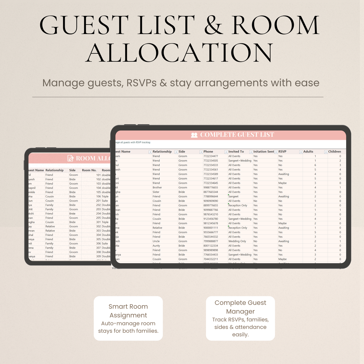 Ultimate Indian Wedding Excel Planner| 25 Worksheets Budget Tracker, Guest List Manager, Vendor Organizer