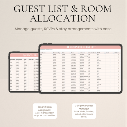 Ultimate Indian Wedding Excel Planner| 25 Worksheets Budget Tracker, Guest List Manager, Vendor Organizer
