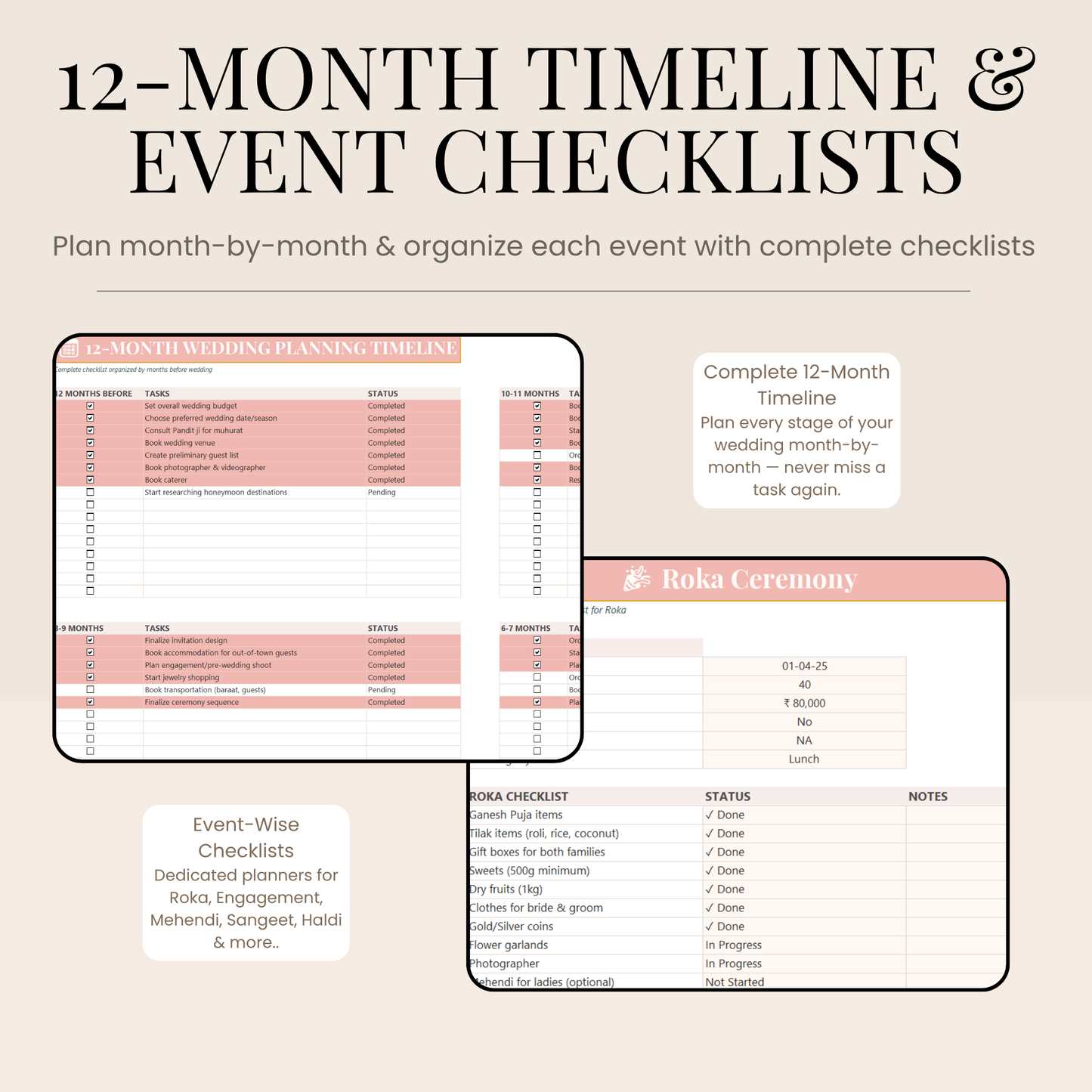 Ultimate Indian Wedding Excel Planner| 25 Worksheets Budget Tracker, Guest List Manager, Vendor Organizer